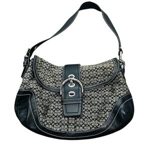 Coach Vintage Y2K Black and Gray Signature Shoulder Soho C Canvas Bag Purse